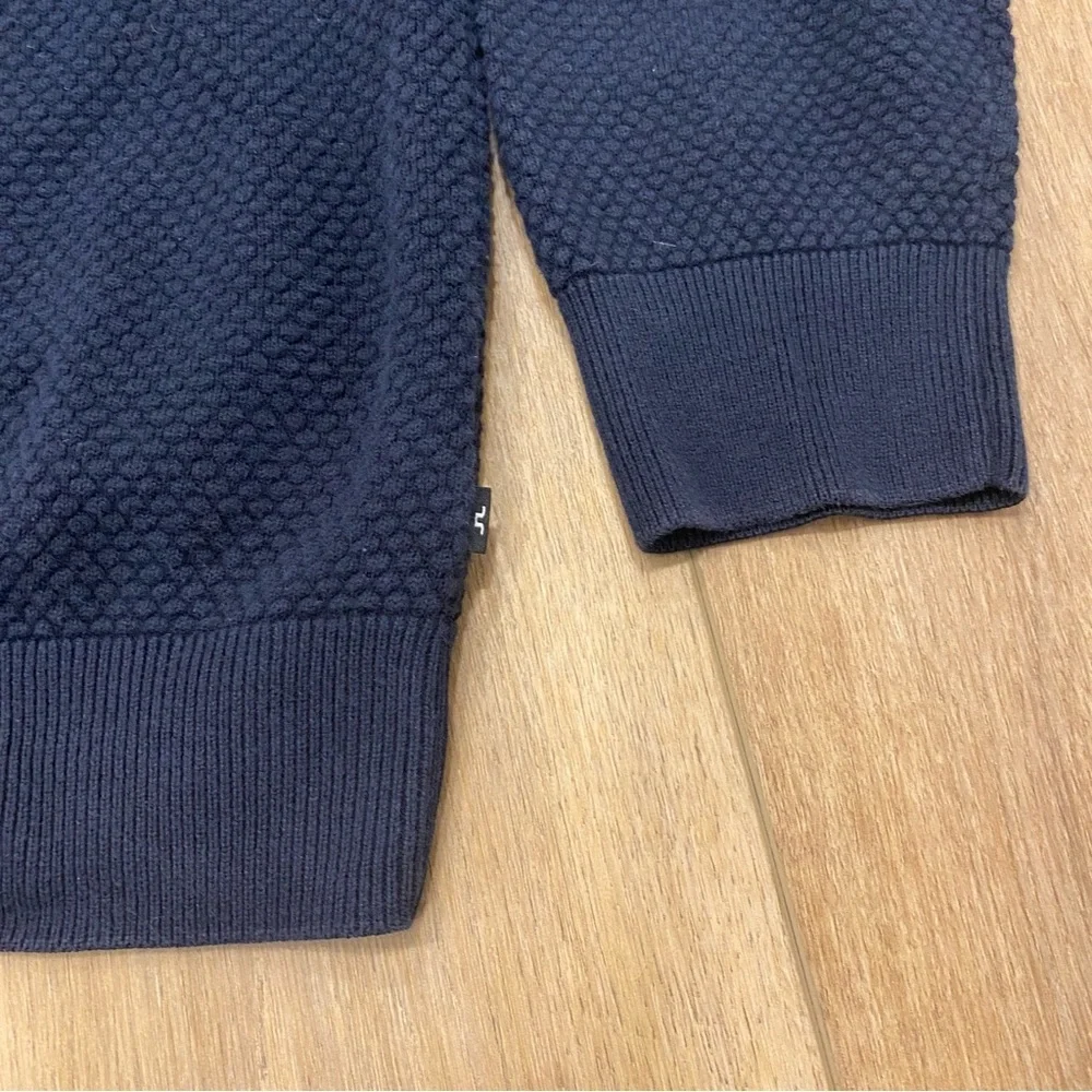 🌟J. LINDEBERG🌟MENS DEXTER CIRCLE STRUCTURE COTTON SWEATER NAVY SZ L